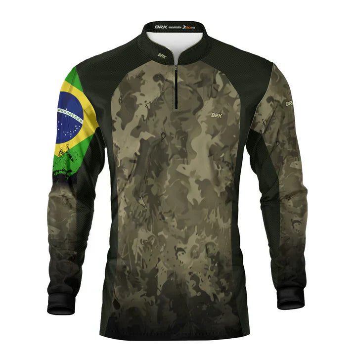 Camisa GG Agro Brk Camuflada Bandeira do Brasil com Proteção Solar UV50+