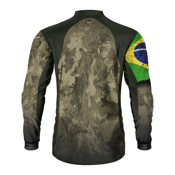 Camisa M Agro Brk Camuflada Bandeira do Brasil com Proteção Solar UV50+